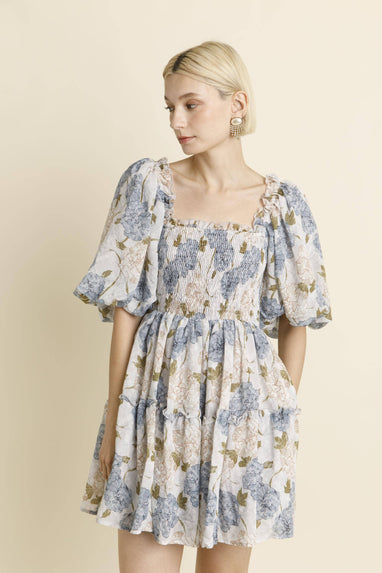 Ryder floral smocked mini dress