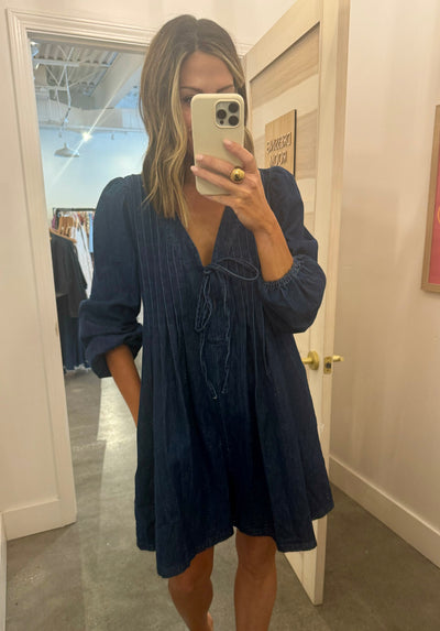 Lennox pleated denim romper