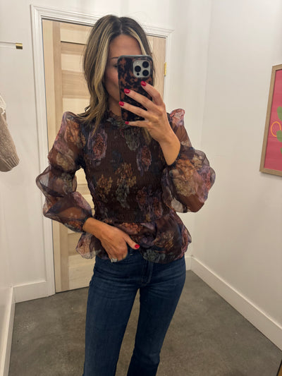 Lea brown floral top