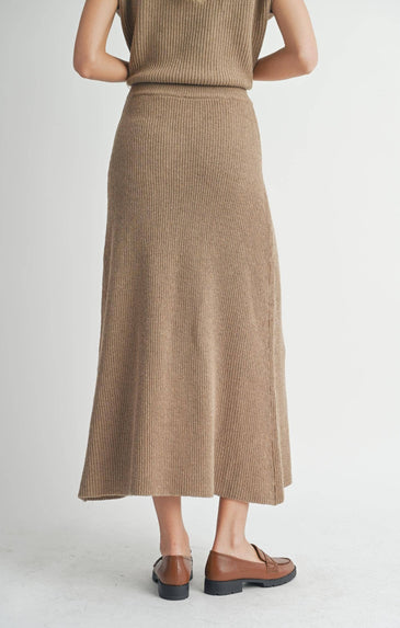 Crosby Sweater Midi Skirt: DARK TAUPE