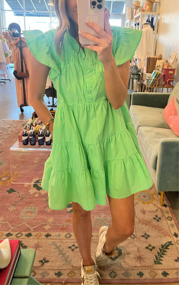 Green pleated dress