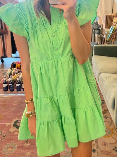 Green pleated dress