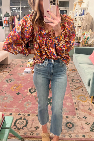 retro floral blouse